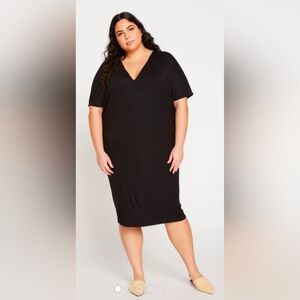 Universal Standard Black Teresa Liquid Jersey V-Neck Dress